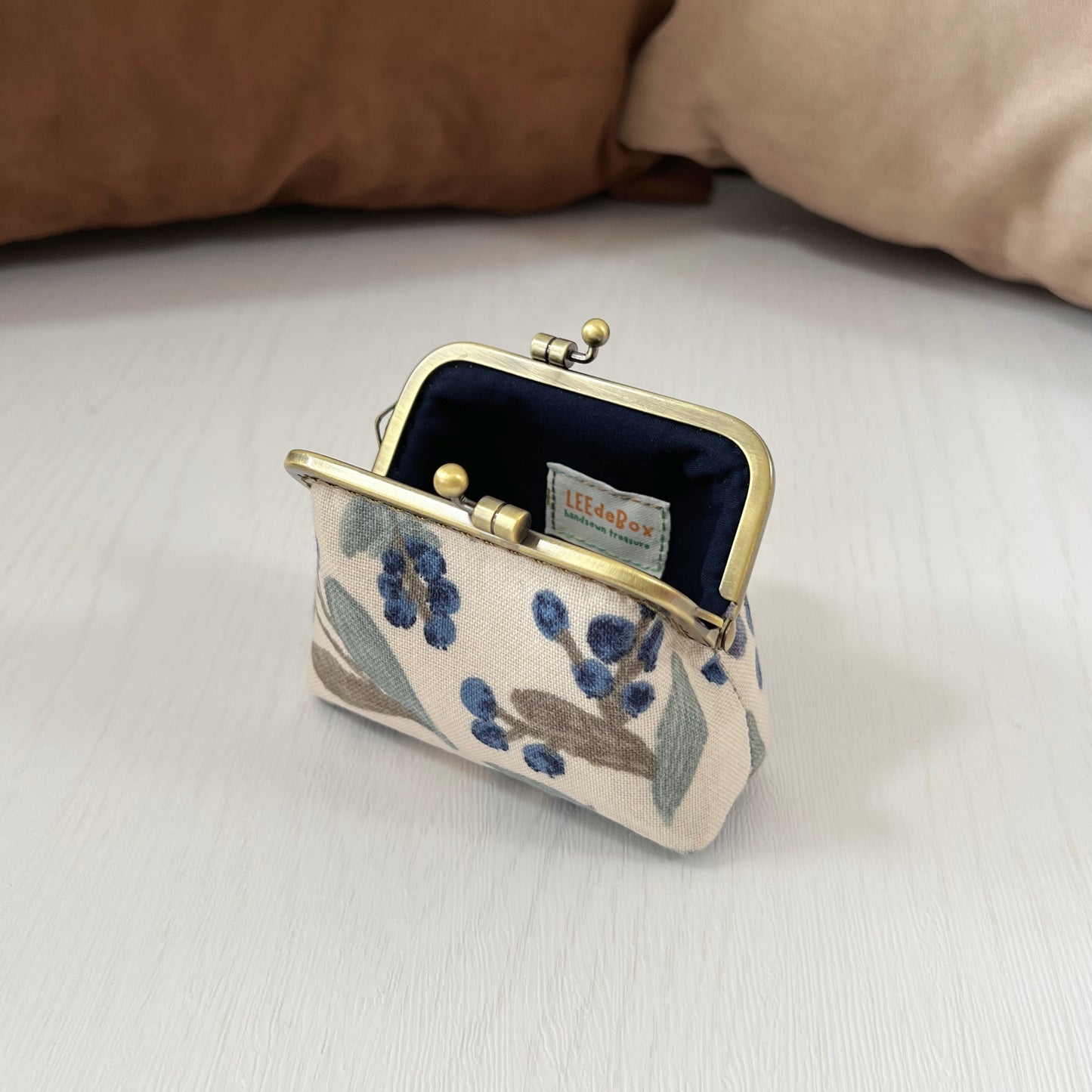 Garden Blueberries - Handmade Fabric Kiss Lock Purse