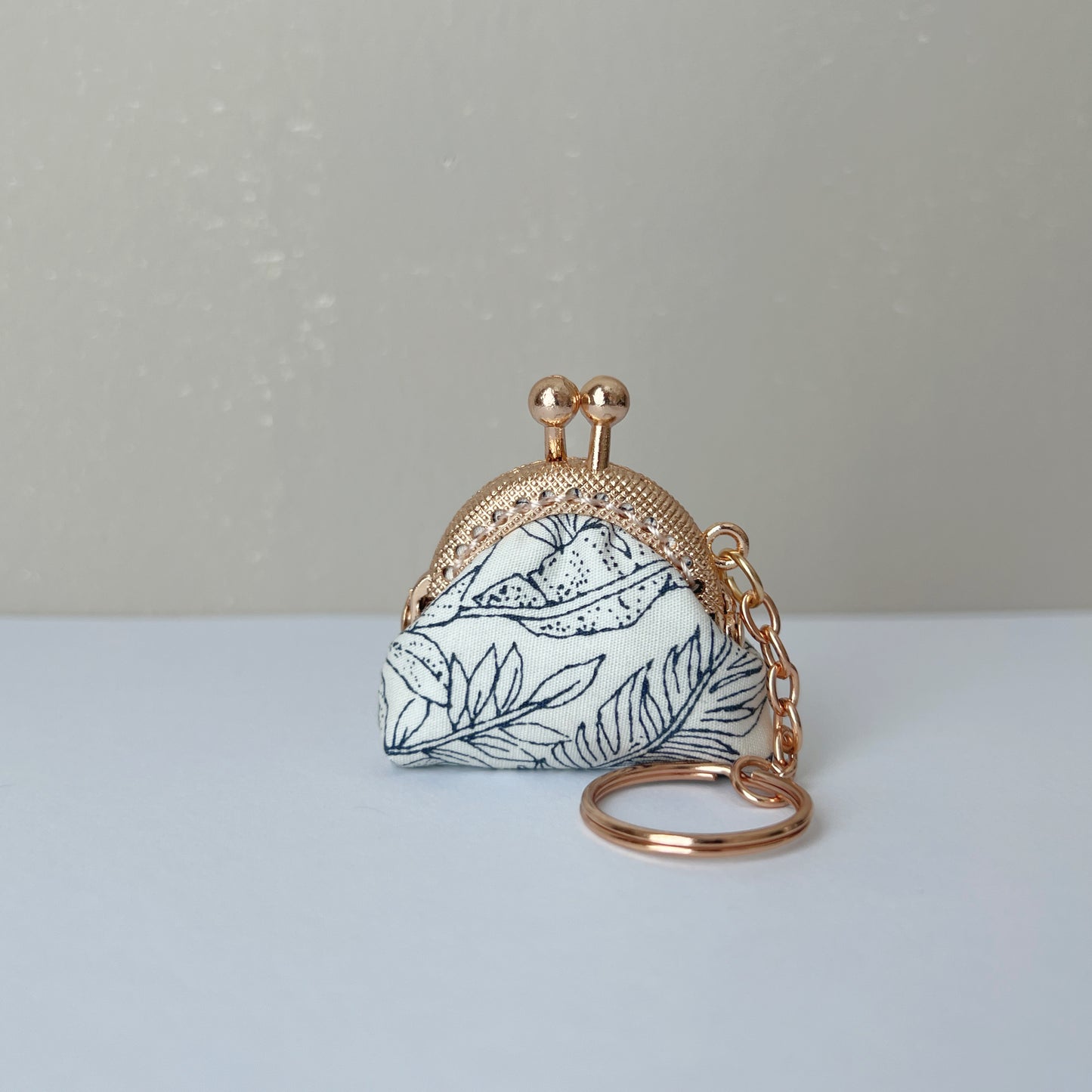 White Forest - Handmade Mini Tiny Fabric Kiss Lock Purse Keychain