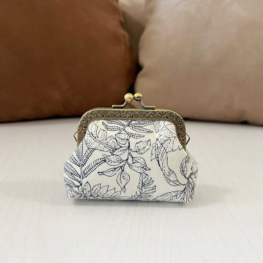 White Forest - Handmade Fabric Kiss Lock Purse
