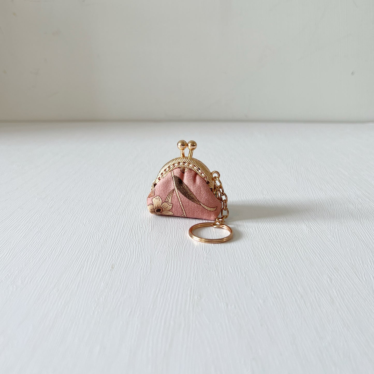 Pink Old Garden - Handsewn Half Round Tiny Kiss Lock Purse Keychain