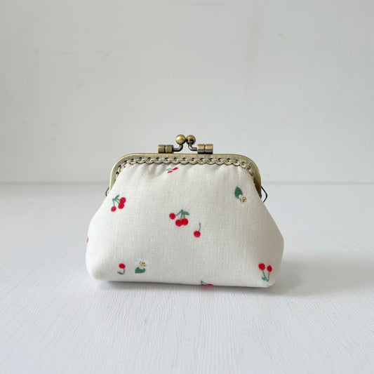 Simple Cherry - Handmade Fabric Kiss Lock Purse