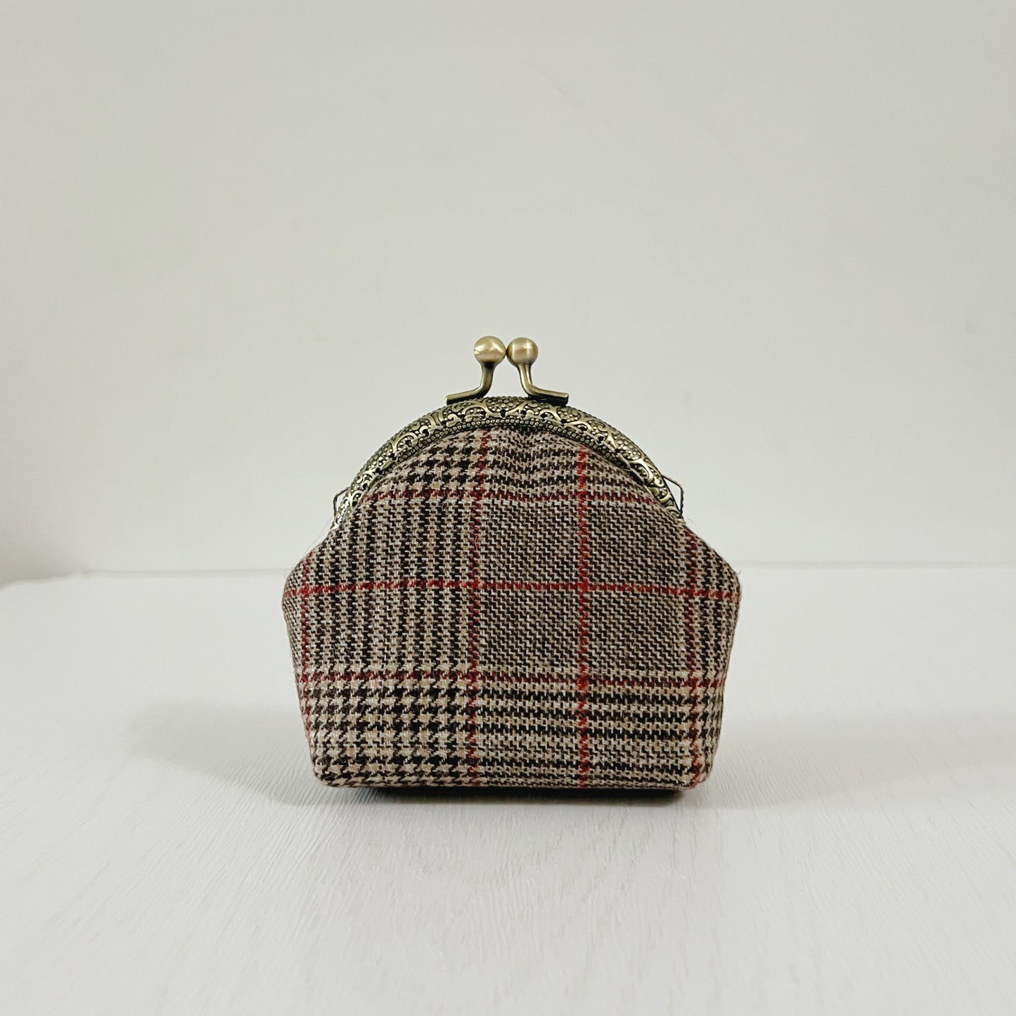 Handmade Lunette Kiss Lock Change Purse - Tartan