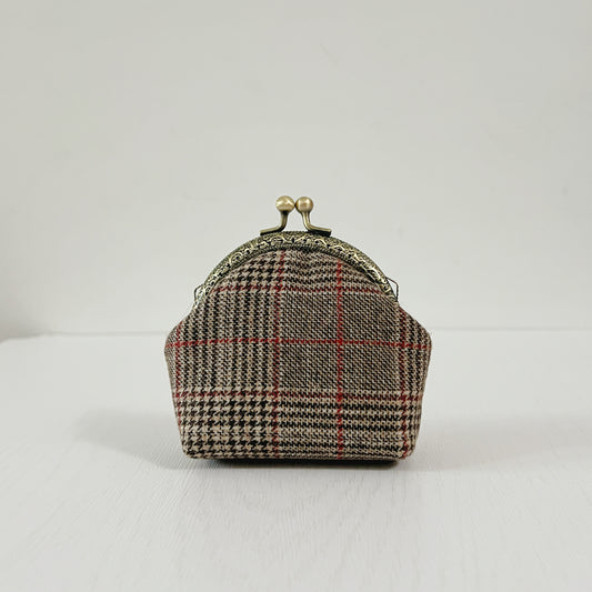 Handmade Kiss Lock Change Purse - Tartan