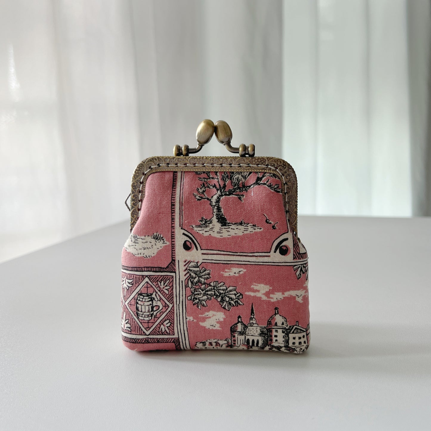 Handsewn Kiss Lock Card Holder - Old Pink Castle