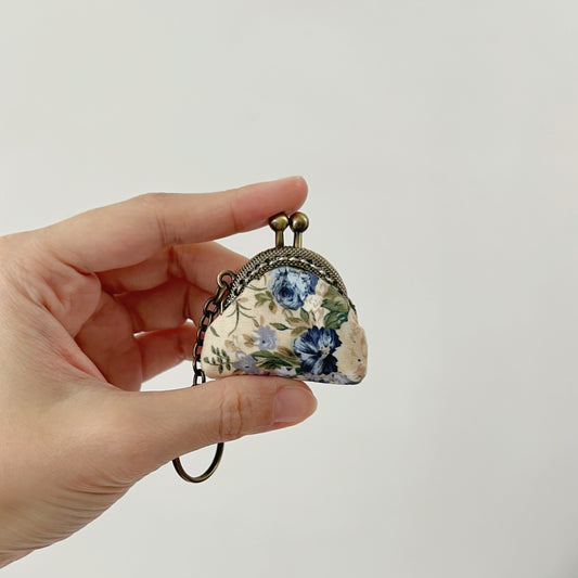 Secret Garden - Handmade Mini Tiny Fabric Kiss Lock Purse Keychain