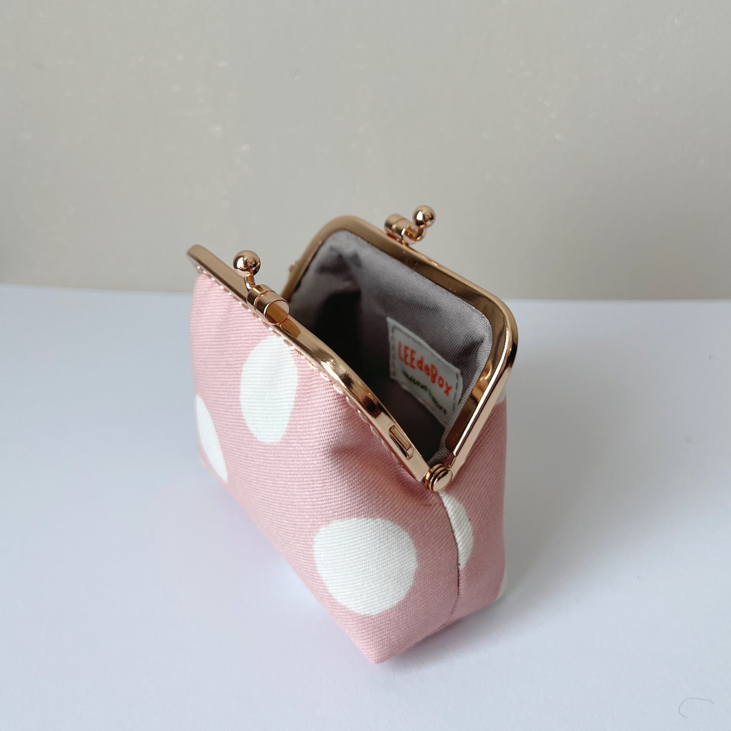 Pink Big Polka Dots - Handmade Kiss Lock Coin Purse