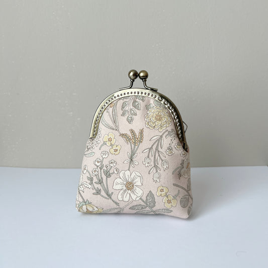 Vintage Pink Spring Garden - Handmade Fabric Kiss Lock Purse