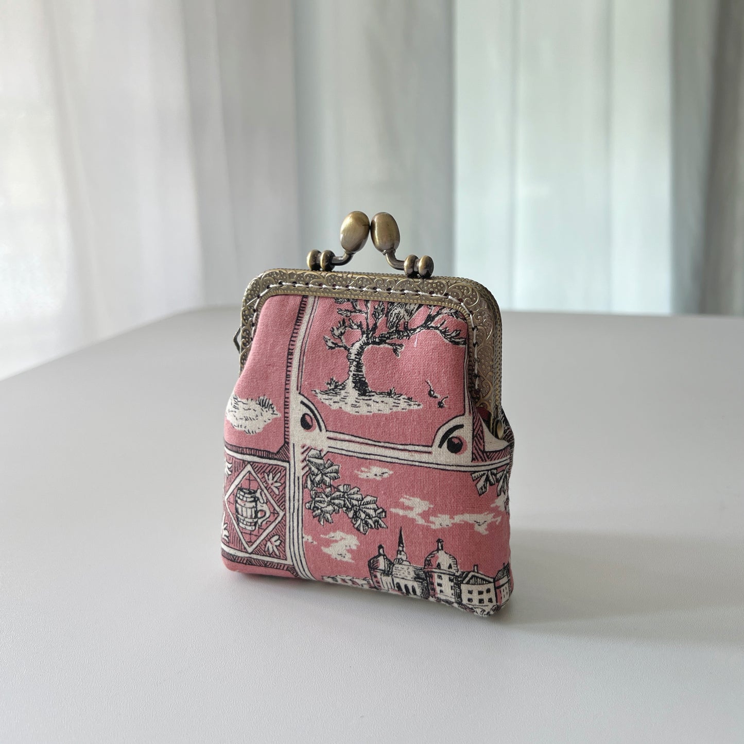 Handsewn Kiss Lock Card Holder - Old Pink Castle