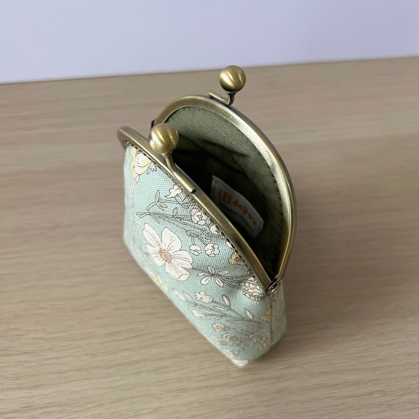 Vintage Green Spring Garden - Handmade Fabric Kiss Lock Purse