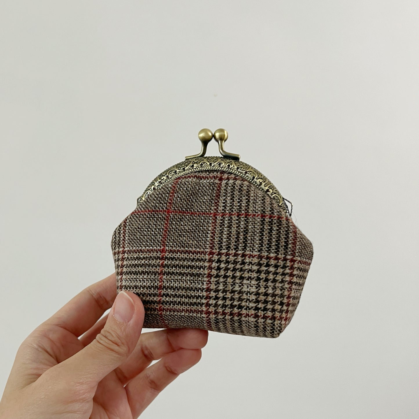 Handmade Lunette Kiss Lock Change Purse - Tartan