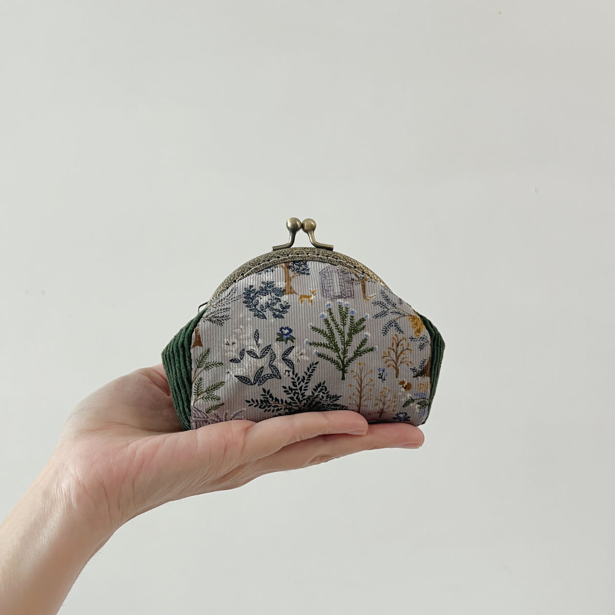 DemiLune 10 Kiss Lock Purse - Enchanted Forest Corduroy