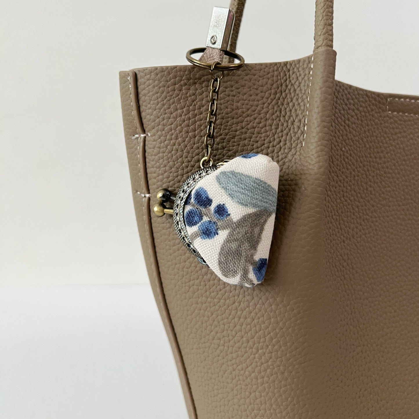 Blue Berries - Handsewn Tiny Kiss Lock Purse Keychain