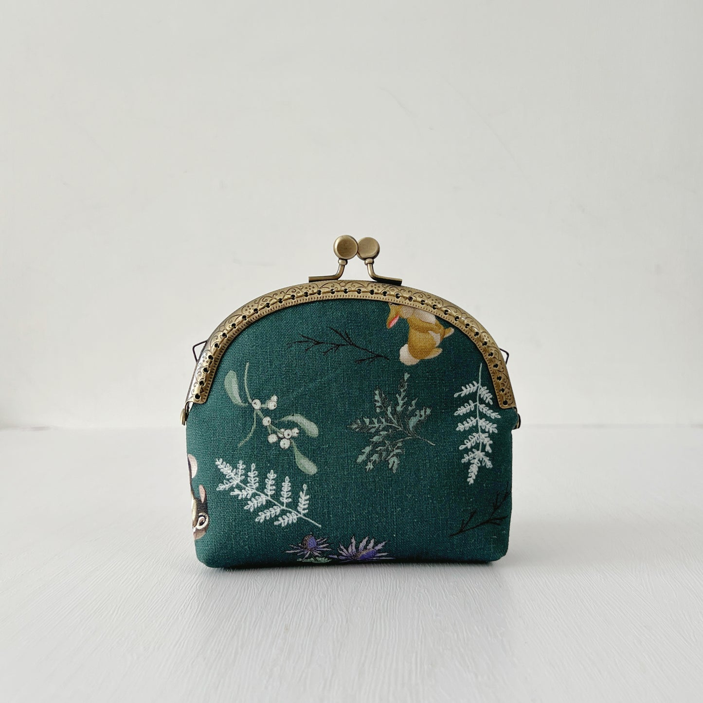Wide Kiss Lock Purse - Green Forest Fairy Tale