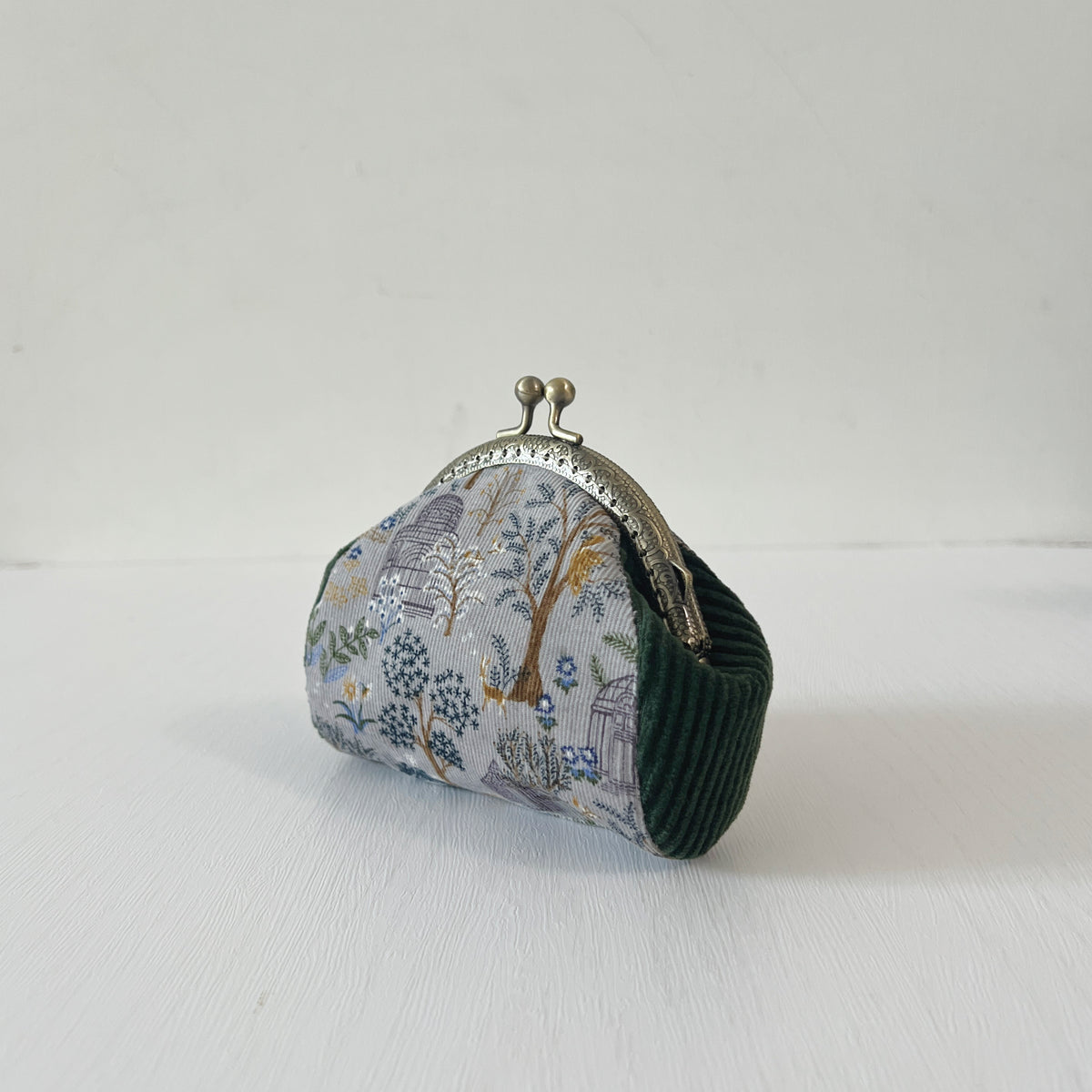DemiLune 10 Kiss Lock Purse - Enchanted Forest Corduroy