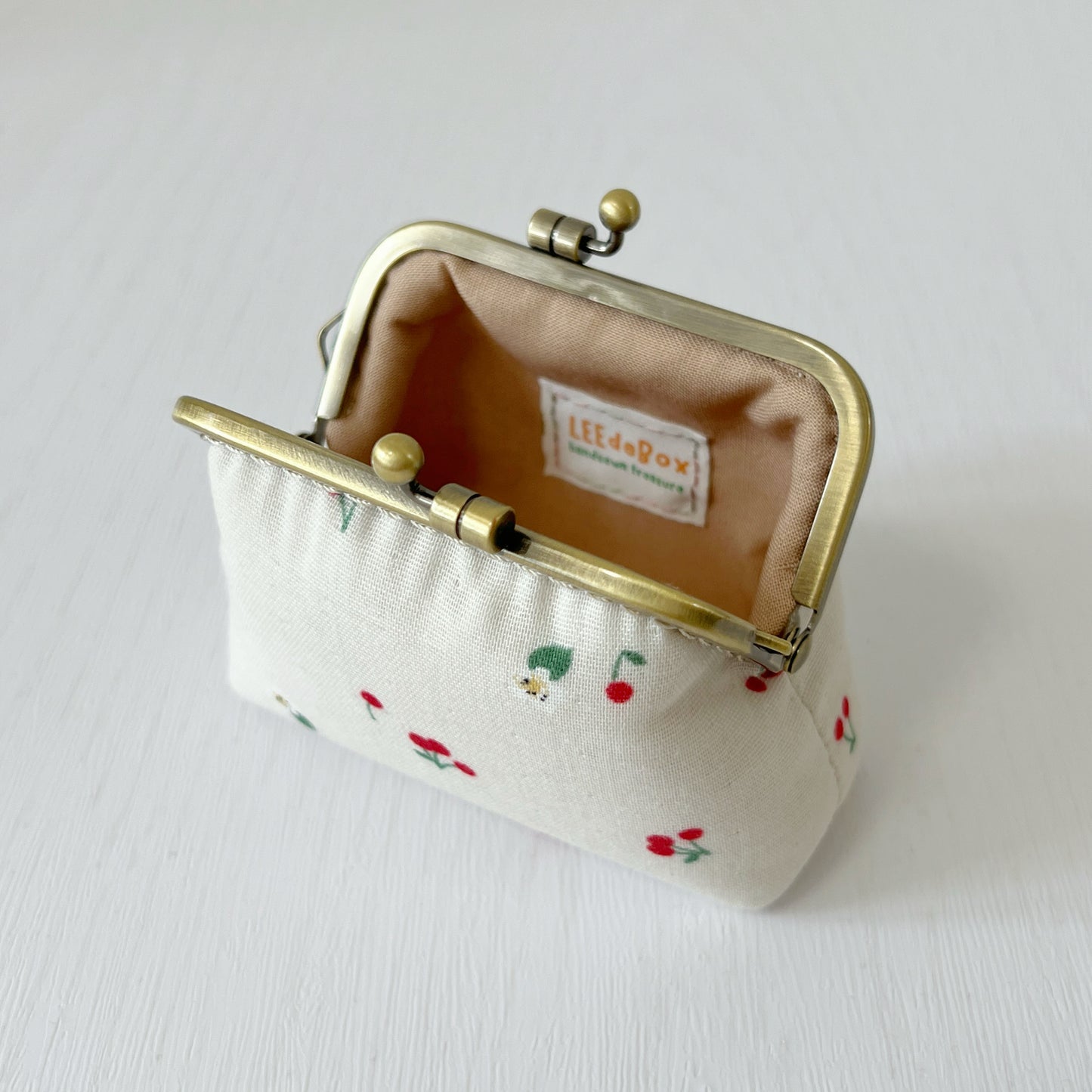Simple Cherry - Handmade Fabric Kiss Lock Purse