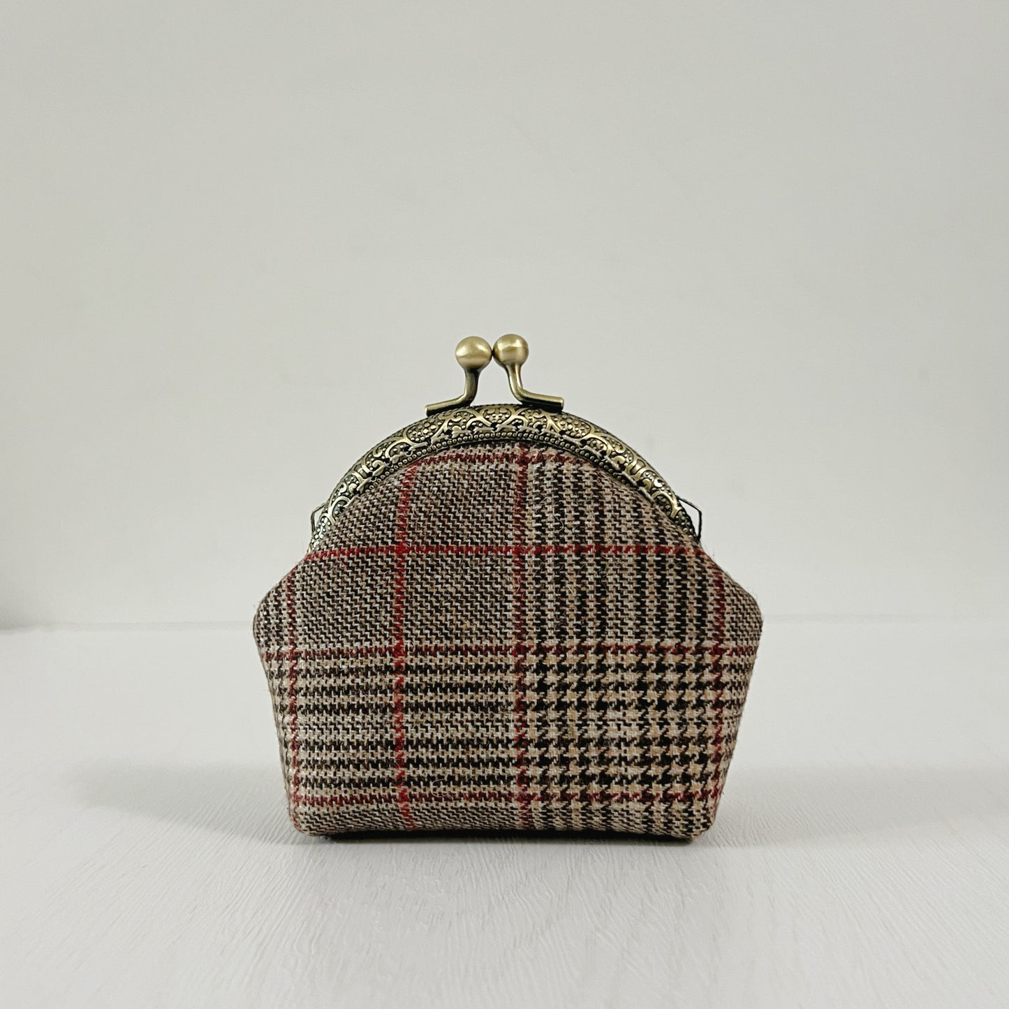 Handmade Lunette Kiss Lock Change Purse - Tartan