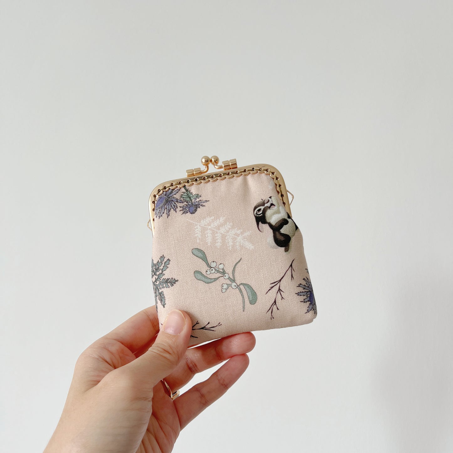 Handsewn Kiss Lock Card Holder - Pink Forest Living