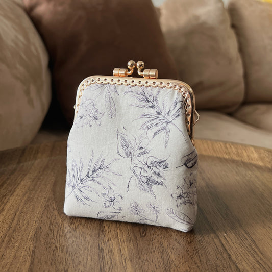 Beige Forest - Handsewn Kiss Lock Fabric Card Purse