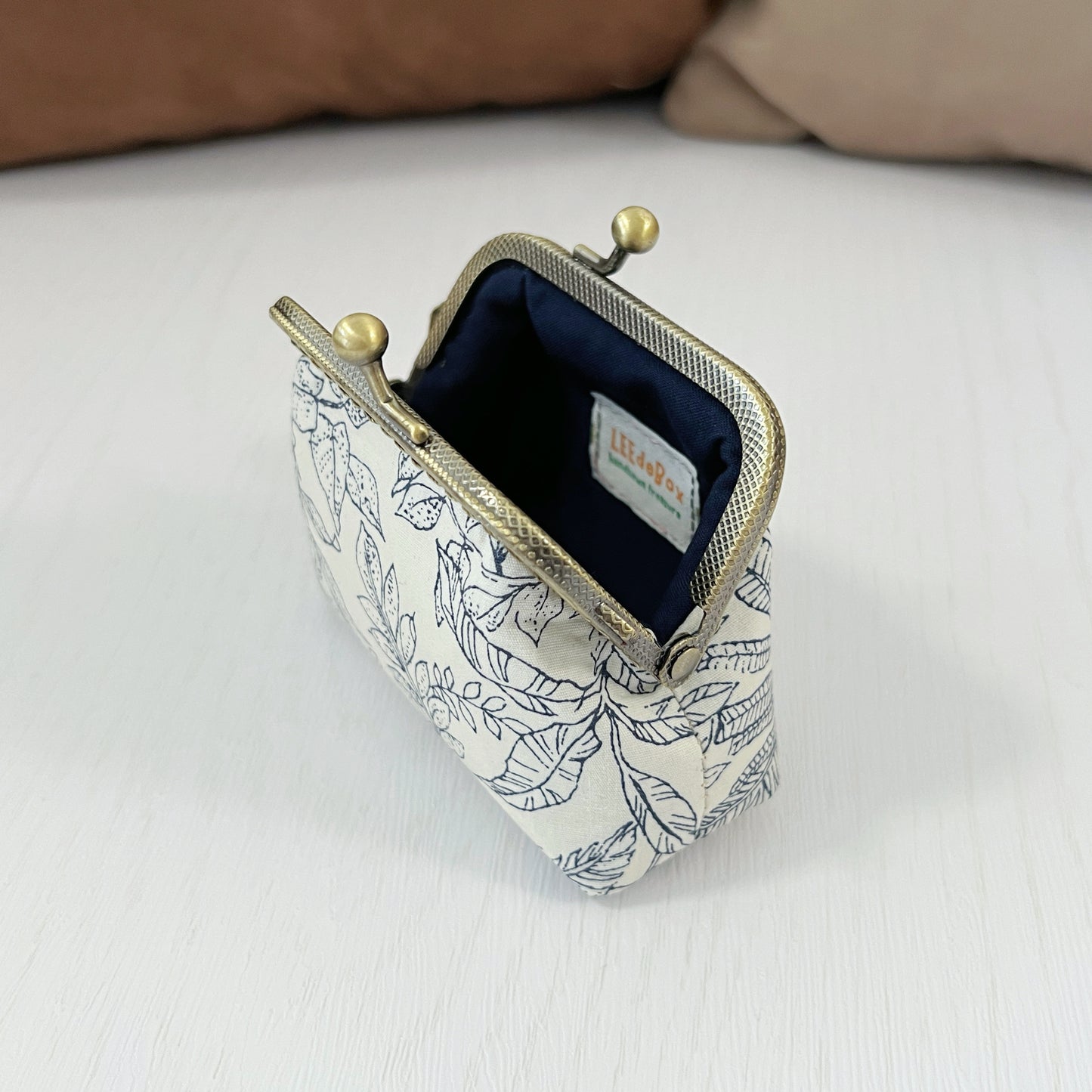 White Forest - Handmade Fabric Kiss Lock Purse