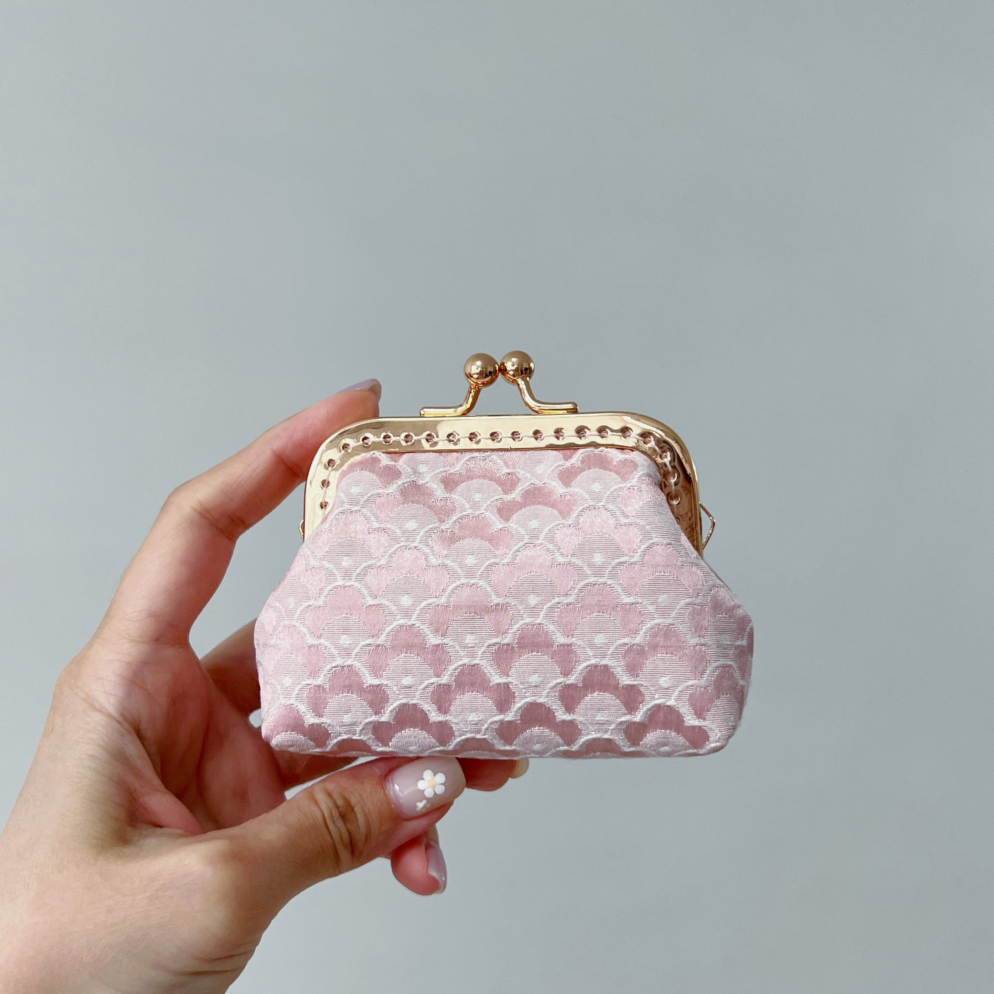 Pink Dragon Scales - Handmade Fabric Kiss Lock Coin Purse