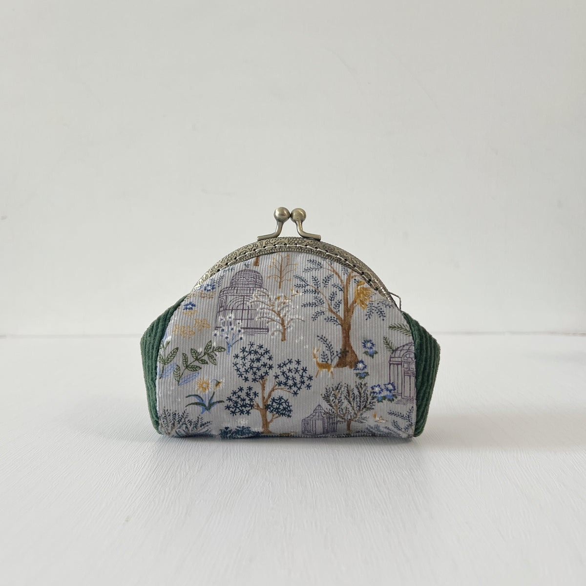 DemiLune 10 Kiss Lock Purse - Enchanted Forest Corduroy