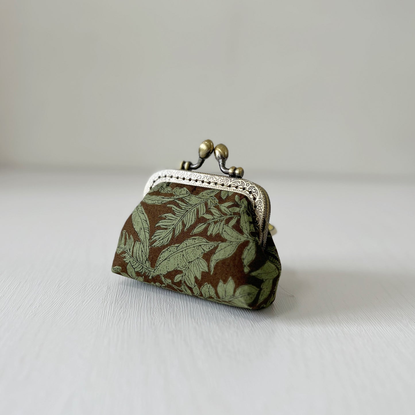 Brown Forest - Handmade Fabric Kiss Lock Purse