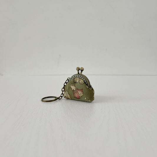 Green Old Garden - Handsewn Half Round Tiny Kiss Lock Purse Keychain