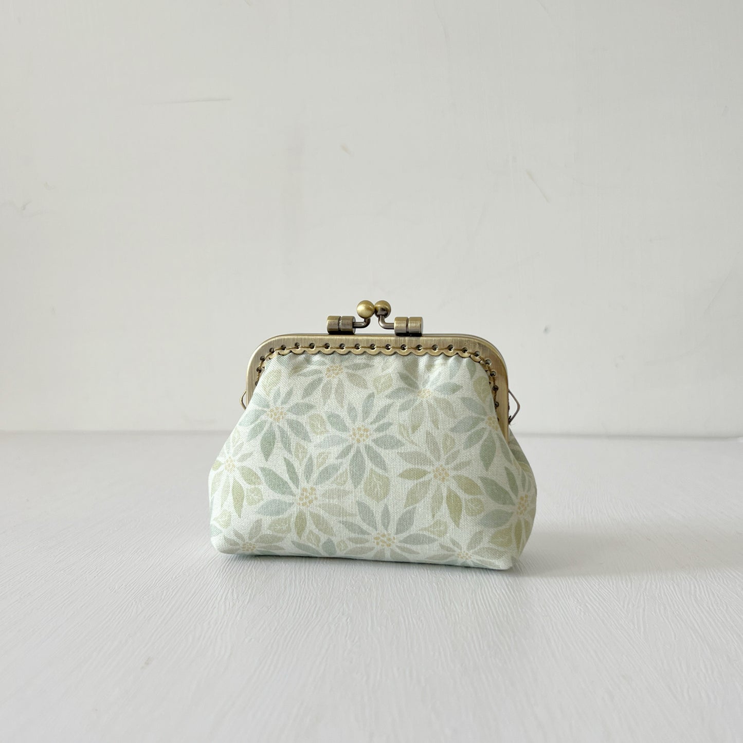 Soft Green Forest - Handmade Fabric Kiss Lock Purse