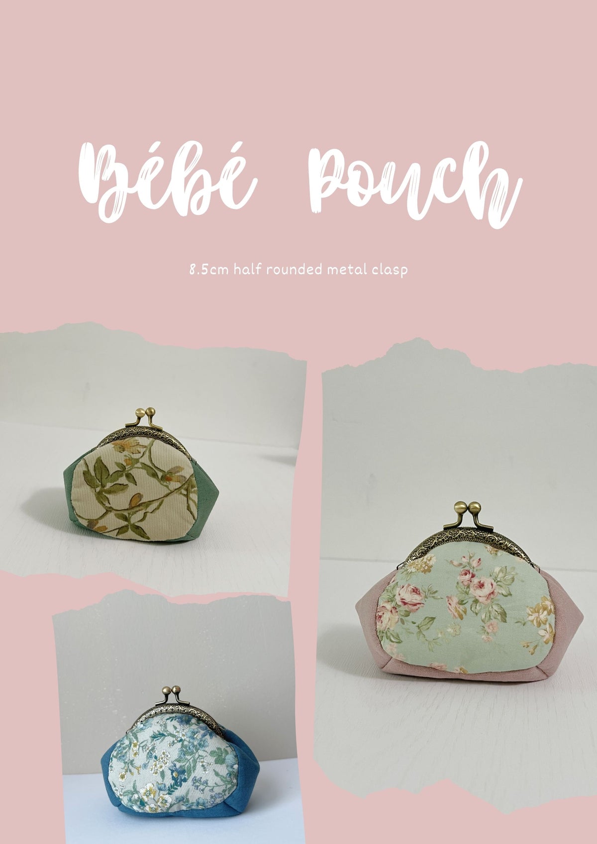 Bébé Purse Small Kiss Lock Metal Clasp Change Pouch - Beginner Friendly Sewing Template and Tutorial